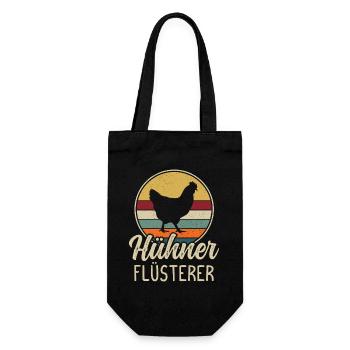 Hühner Flüsterer Bauer Landwirt Huhn Hahn - Geschenkbeutel für Flaschen - Schwarz - Vorne