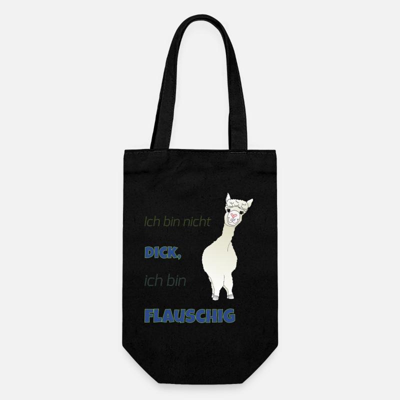 Ich bin nicht dick, ich bin flauschig! - Geschenkbeutel für Flaschen - Schwarz