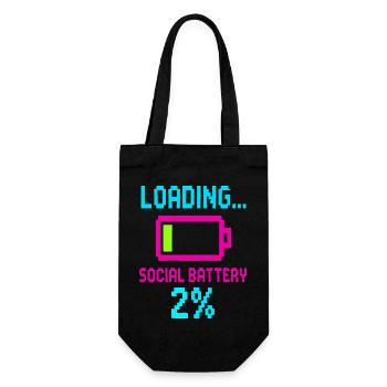 Loading Social Battery – Low Energy Funny Quote - Gift Bag for Bottles - black - Front