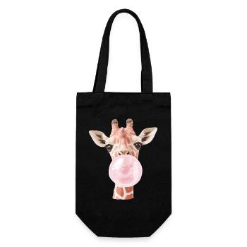 Lustige Giraffe Kaugummi Blase - Geschenkbeutel für Flaschen - Schwarz - Vorne