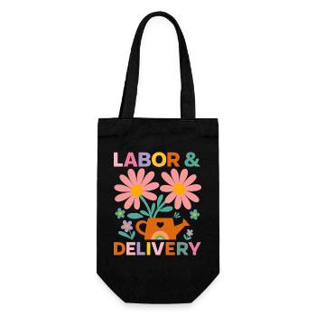 Blumen Wehen und Geburt Feier T-Shirt - Geschenkbeutel für Flaschen - Schwarz - Vorne