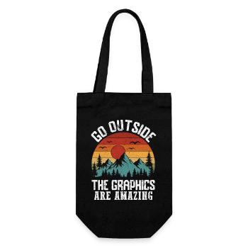 Mountains - Go Outside, The Graphics Are Amazing - Gift Bag for Bottles - black - Front