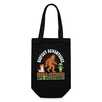 Bigfoot Beagle Approved, Beagle UFO Bigfoot - Gift Bag for Bottles - black - Front