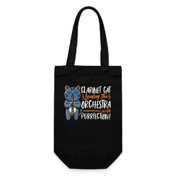 Klarinettenmusik Orchester Klarinette Katze - Geschenkbeutel für Flaschen - Schwarz - Vorne