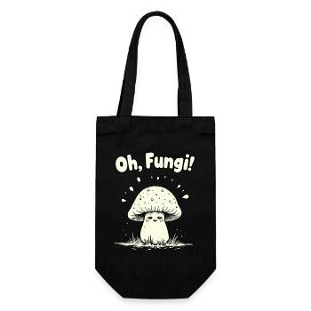 Oh, Fungi! Lustiger Pilz - Geschenkbeutel für Flaschen - Schwarz - Vorne