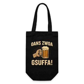 Oans zwoa gsuffa Men's T-Shirt Beer Fest Funny - Gift Bag for Bottles - black - Front