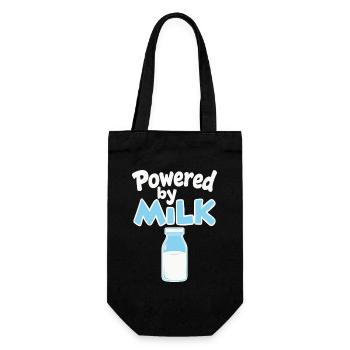 Powered by Milk - Milchflasche Baby Spruch - Geschenkbeutel für Flaschen - Schwarz - Vorne
