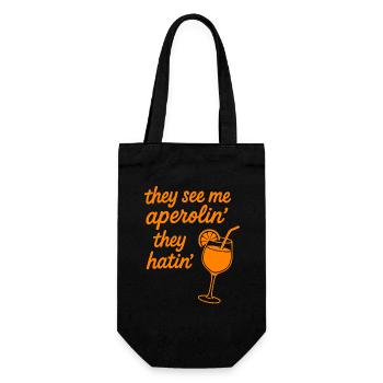 They see me aperolin... - Gift Bag for Bottles - black - Front