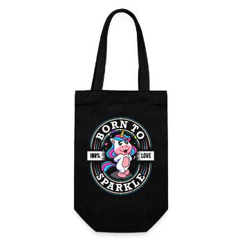 Born to Sparkle - Sweet Unicorn - Glitter - Gift Bag for Bottles - black - Front