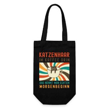 Cat Hair in Coffee – Humorous Morning Start - Gift Bag for Bottles - black - Front