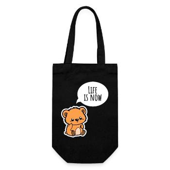 The Cute Bear: Life is now! Enjoy it - Gift Bag for Bottles - black - Front