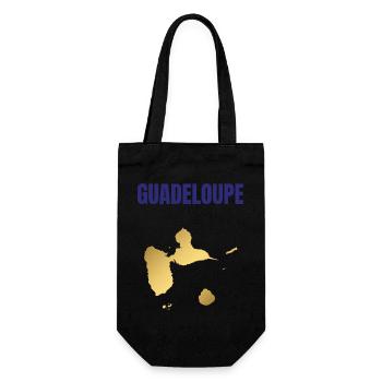 Guadeloupe Westindische Inseln T-Shirt mit goldener Karte - Geschenkbeutel für Flaschen - Schwarz - Vorne