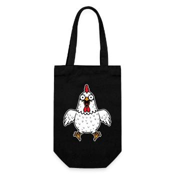 Huhn Henne Hahn Gockel Geflügel Hühner verrückt  - Geschenkbeutel für Flaschen - Schwarz - Vorne