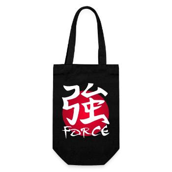 Das Wort Stärke auf Japanisch (weiß) - Geschenkbeutel für Flaschen - Schwarz - Vorne