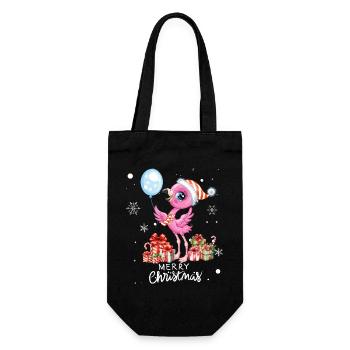 Flamingo zu Weihnachten. Weihnachtsgeschenk - Geschenkbeutel für Flaschen - Schwarz - Vorne
