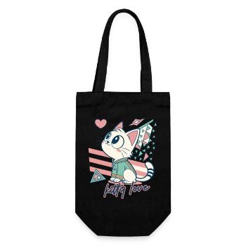 Kitty Love Geometric Pop Art - Gift Bag for Bottles - black - Front