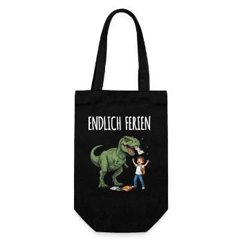 Endlich Ferien Dino Spaß - Geschenkbeutel für Flaschen - Schwarz - Vorne