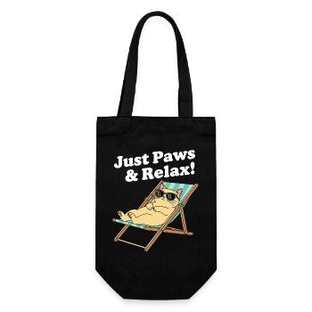 Relax cat in deck chair - Gift Bag for Bottles - black - Front
