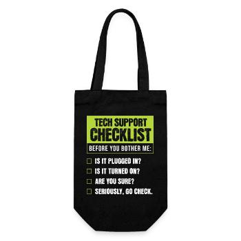 Tech Support Humor Checklist for Everyday Troubles - Gift Bag for Bottles - black - Front