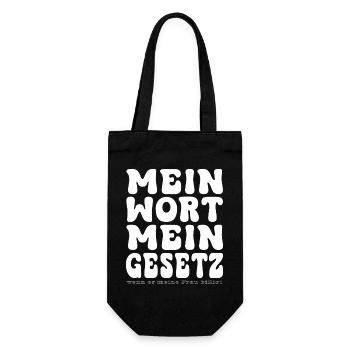 Mein Wort Mein Gesetz - Geschenkbeutel für Flaschen - Schwarz - Vorne
