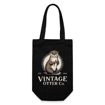 Vintage Otter - Geschenkbeutel für Flaschen - Schwarz - Vorne