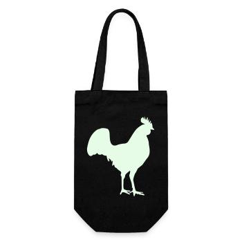  Hahn Silhouette - Geschenkbeutel für Flaschen - Schwarz - Vorne