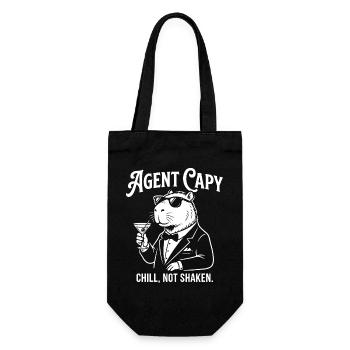 Agent Capybara - Cooles Meerschweinchen Spy - Geschenkbeutel für Flaschen - Schwarz - Vorne