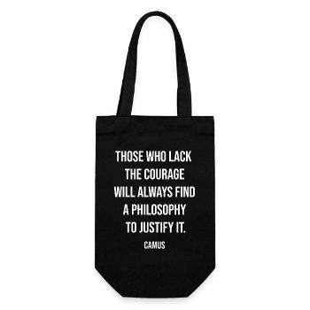 Courage Defies Excuses Camus Quote - Gift Bag for Bottles - black - Front