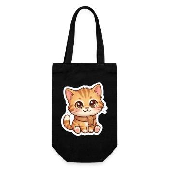 Cozy Orange Kitten in Scarf - Gift Bag for Bottles - black - Front