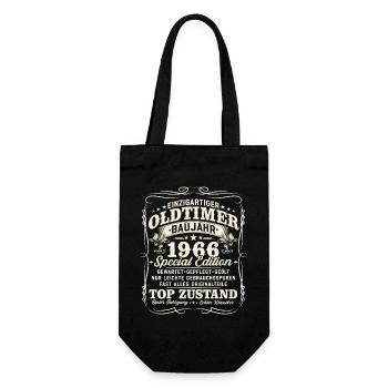 60. Geburtstag 1966 Oldtimer Geschenk Retro - Geschenkbeutel für Flaschen - Schwarz - Vorne