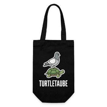Turteltaube lustiges Wortspiel Taube Schildkröte - Geschenkbeutel für Flaschen - Schwarz - Vorne