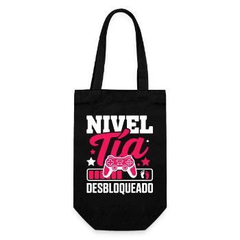 Future Aunt Level Aunt Unlocked - Gift Bag for Bottles - black - Front