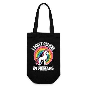 Unicorn Rainbow Je ne crois pas aux humains - Sac à bouteille - noir - Devant