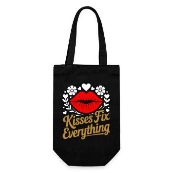 Kisses heal everything - Gift Bag for Bottles - black - Front