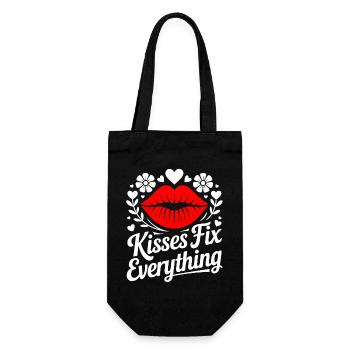 Kisses heal everything - Gift Bag for Bottles - black - Front