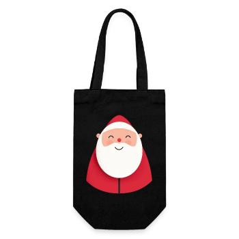 Kindisches Weihnachtsmann-Lächeln Spaß - Geschenkbeutel für Flaschen - Schwarz - Vorne