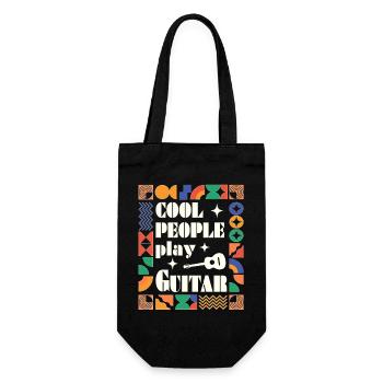 Cool people play Guitar bunt - Geschenkbeutel für Flaschen - Schwarz - Vorne