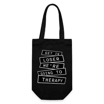 Get In Loser We're Going To Therapy Therapie Logo - Gift Bag for Bottles - black - Front