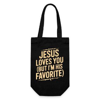 Jesus Loves You: I'm His Favorite - Gift Bag for Bottles - black - Front