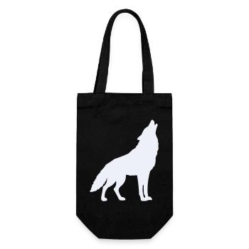 Wolfsilhouette Mondlicht - Geschenkbeutel für Flaschen - Schwarz - Vorne