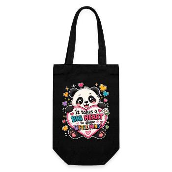 Big Heart Little Minds - Panda Lehrer Erzieher - Geschenkbeutel für Flaschen - Schwarz - Vorne