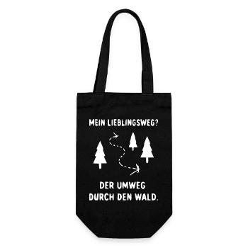 Waldweg Umweg Illustration - Geschenkbeutel für Flaschen - Schwarz - Vorne