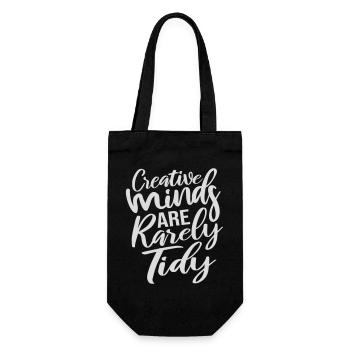 Les esprits créatifs sont rarement bien rangés Logo créatif drôle - Sac à bouteille - noir - Devant