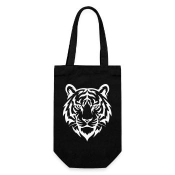 Stylized White Tiger Head - Gift Bag for Bottles - black - Front
