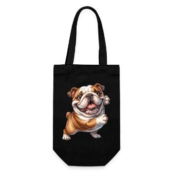 Fröhliches Bulldoggenmotiv - Geschenkbeutel für Flaschen - Schwarz - Vorne