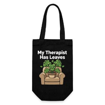 Mon thérapeute a de l’humour des feuilles, des plantes - Sac à bouteille - noir - Devant