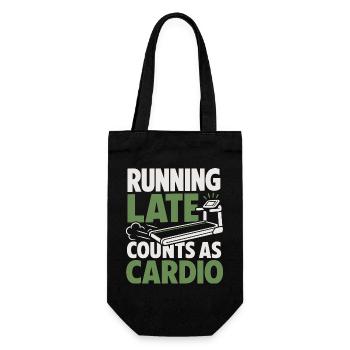 Running Late Counts as Cardio Laufband - Geschenkbeutel für Flaschen - Schwarz - Vorne