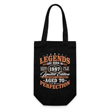 1987 Jahrgang Vintage Geburtstag Geschenk Retro - Geschenkbeutel für Flaschen - Schwarz - Vorne