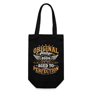 Original 2006 Jahrgang Vintage Geburtstag Geschenk - Geschenkbeutel für Flaschen - Schwarz - Vorne