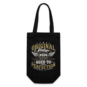2008 Jahrgang Vintage Geburtstag Geschenk Retro - Geschenkbeutel für Flaschen - Schwarz - Vorne